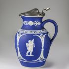 Jug with pewter lid - With putti playing music