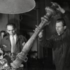 Photograph - Pál Kiss and István Ungi restorers in the goldsmith's  workshop in the Museum of Applied Arts