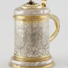 Tankard with cover - with scenes of mining