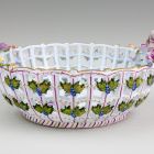 Ceramic basket - With modelled and painted flowers