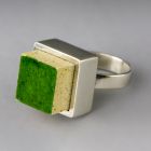 Ring - For the Zsolnay Forever! Jewellery Design Competition – With a piece of a green glazed Zsolnay roof tile from the Museum of Applied Arts, Budapest