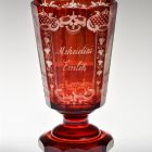 Footed commemorative glass - Spa-cure glass from Mehadia, with inscription: 'Souvenir from Mehadia'