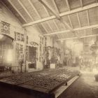 Interior photograph - the locksmith studio of Gyula Jungfer in the Berzsenyi str., in the middle the making of the portcullis of the King's Palace in Buda