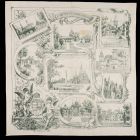 Commemorative kerchief - with the view of the buildings of the Millennium Exhibition