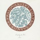 Ex-libris (bookplate) - The book of Dr. Zoltán Kralovánszky