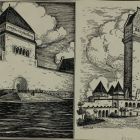 Drawing - the art gallery and great tower of the  Baltic exhibition, Malmö