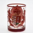 Commemorative glass - With a Hungarian coat of arms and an inscription: "Emlékül"