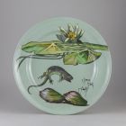 Plate - With water lilies, lizard and clams