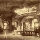 Interior photograph - first floor vestibule of Museum of Applied Arts, with original ornamental ceiling paintings