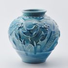 Vase - With stylized decoration of birds and flowers in relief
