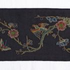 Fragment of embroidery - With floral branch, butterfly and bird
