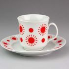 Coffee cup and saucer (part of a set) - With Pöttyöske (Polka Dots) pattern