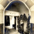 Exhibition photograph - entrance to the room of relics in the second Hungarian Pavilion, Milan Universal Exposition 1906