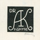 Ex-libris (bookplate) - Dr. AK (Kálmán Arady)