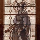 Photograph - stained glass window with Saint Elizabeth of Hungary in the chapel of the Roman Catholic Church of Zebegény