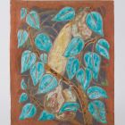 Ceramic picture - with branch of a pear tree and bird
